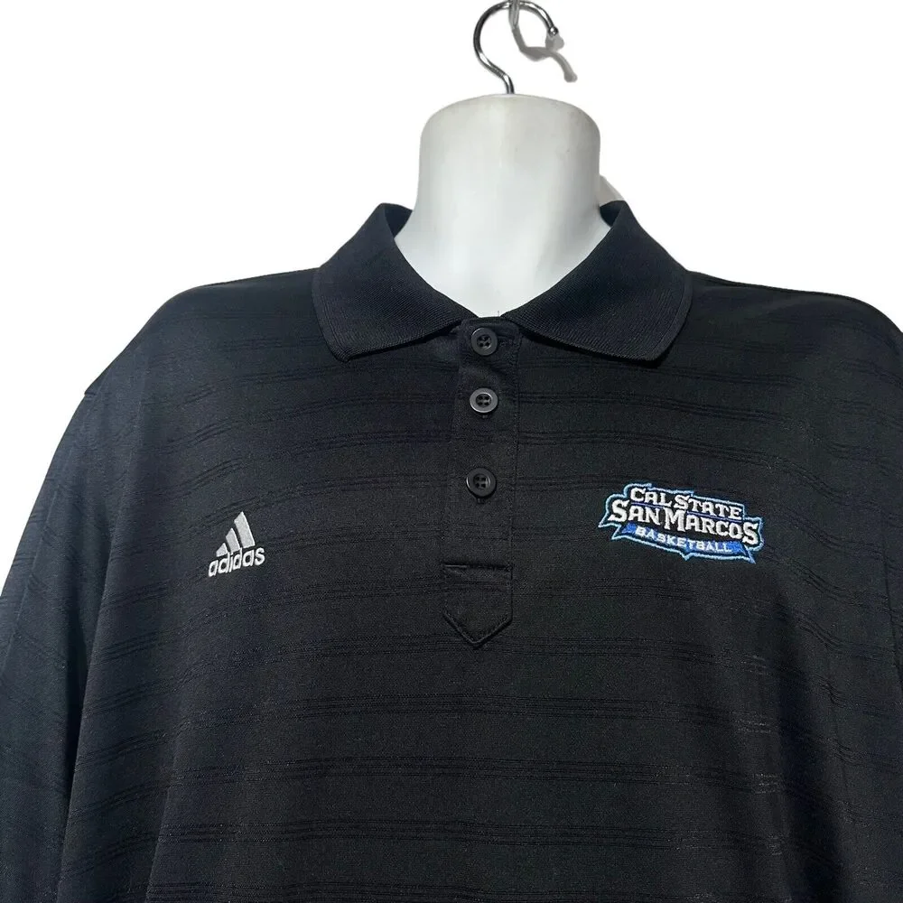 adidas black csusm basketball embroidered polo shirt Size XL